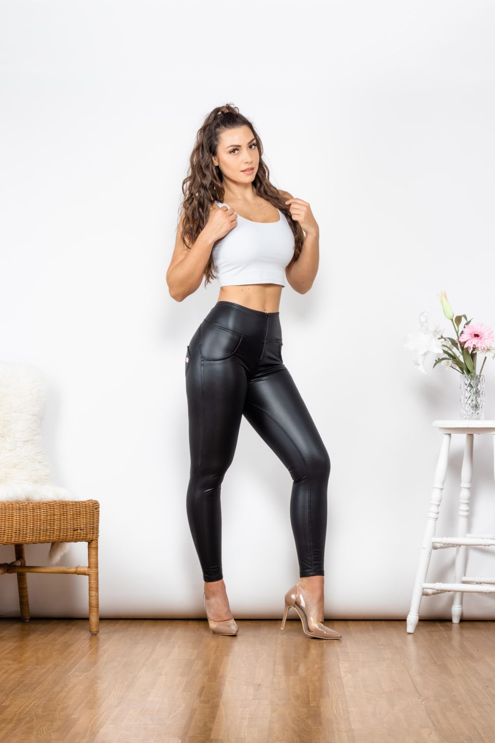 Leather Zip Detail Leggings