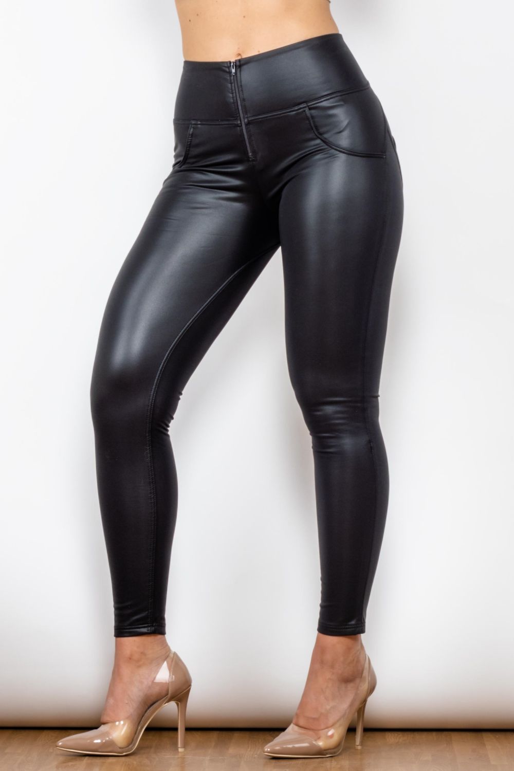 Leather Zip Detail Leggings