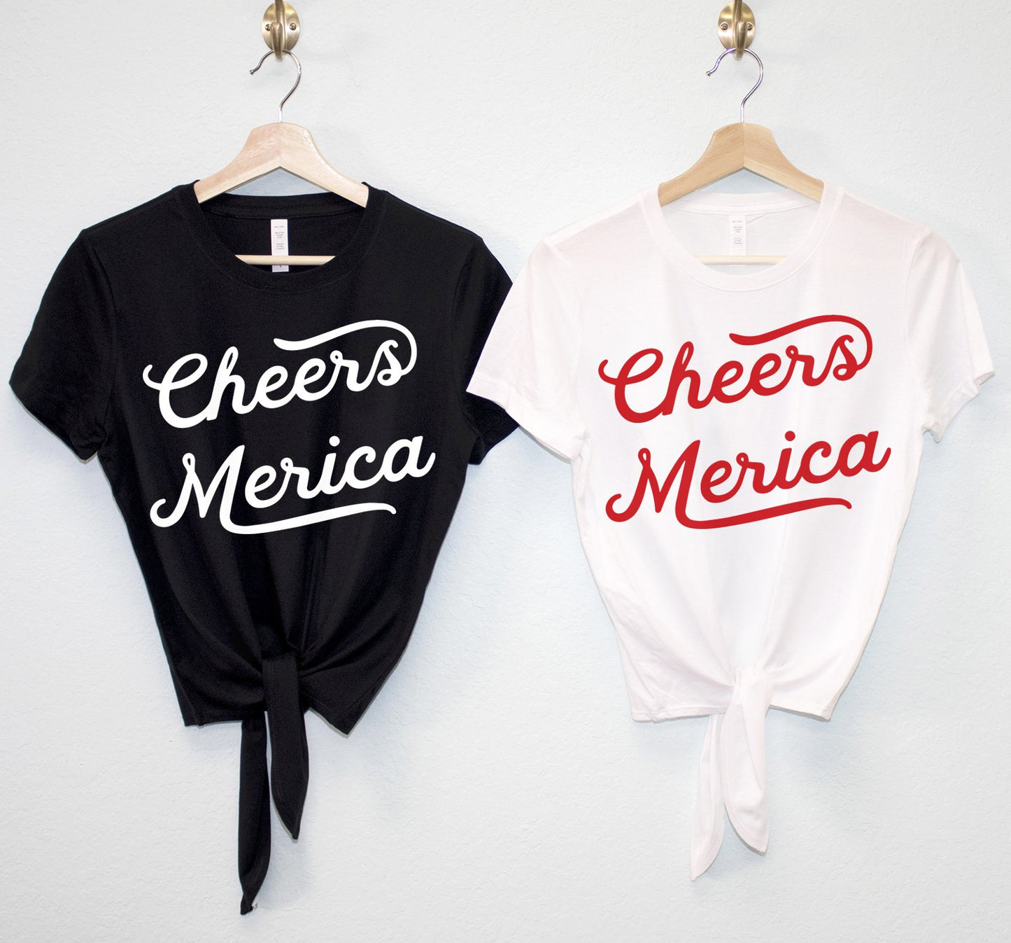 CHEERS MERICA Crop Top Shirt with front tie