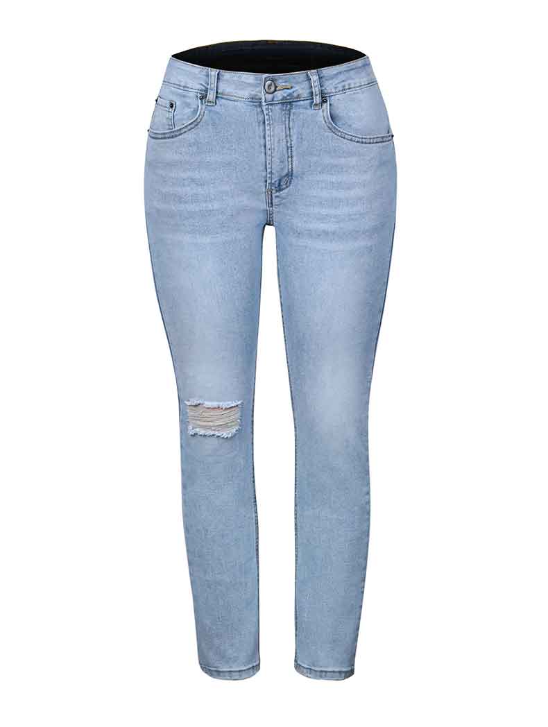 Blue Hight Waist Casual Ripped Stretchy Skinny Pant Jeans