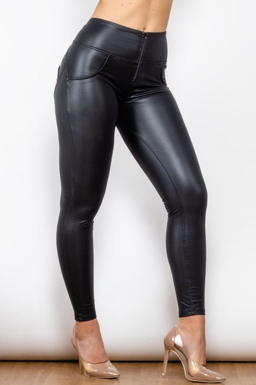 Leather Zip Detail Leggings