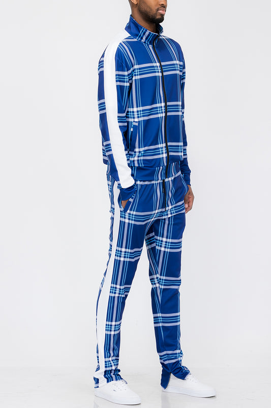 Plaid Track Jacket and Pant Set