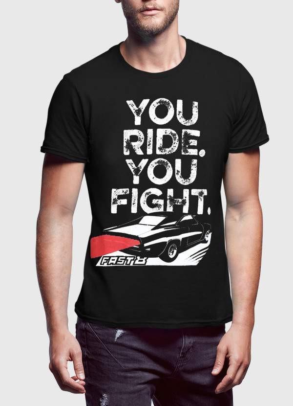 YOU RIDE YOU FIGHT Half Sleeves Black & Charcoal Tshirt