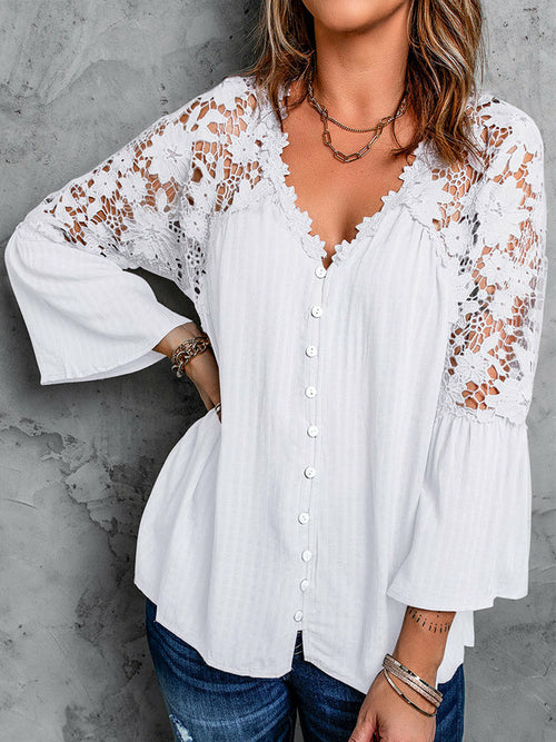 Lace Blusas Summer Top Women Shirt