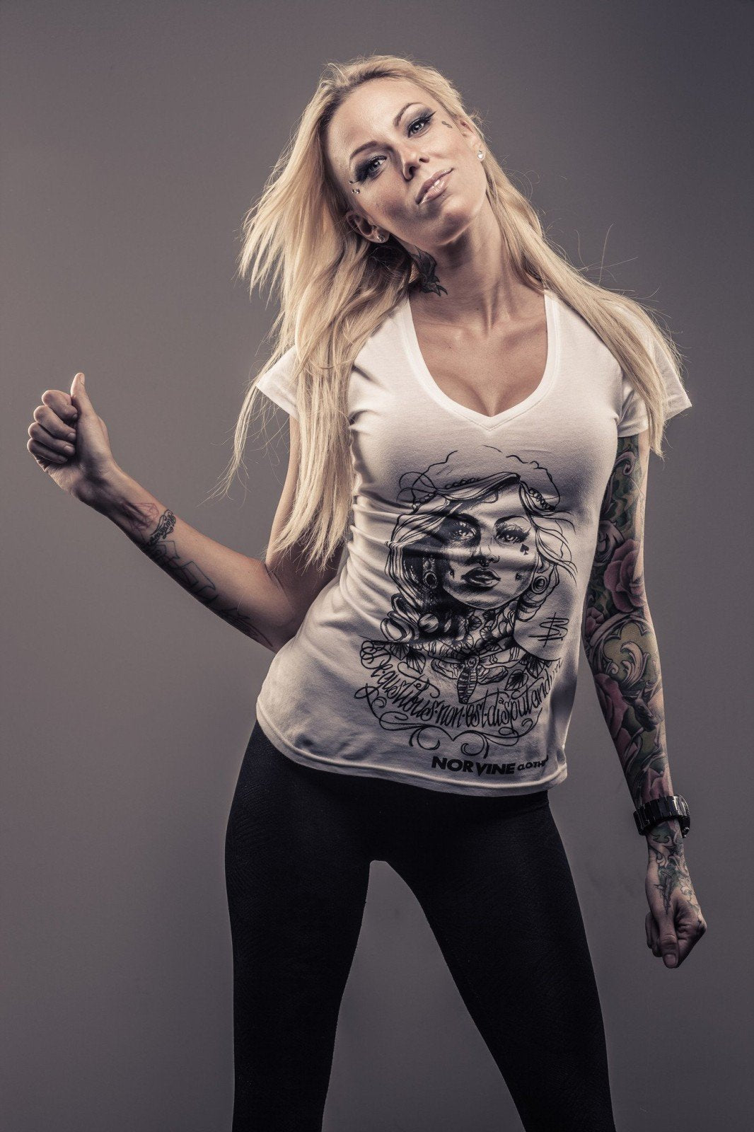 Tattooed Girl (Women's Deep V-Neck Tee)